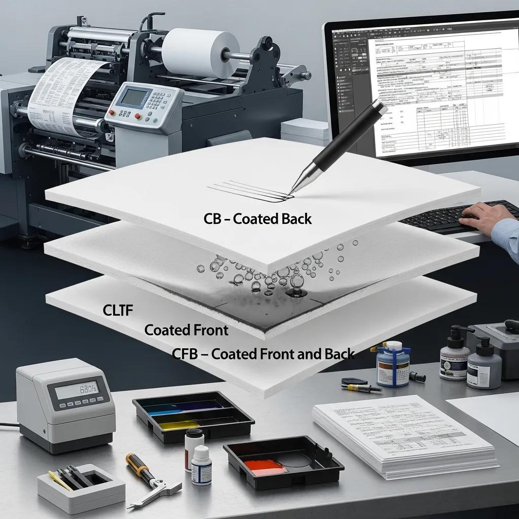 Close-up of carbonless paper layers showing ink transfer between sheets in a print studio