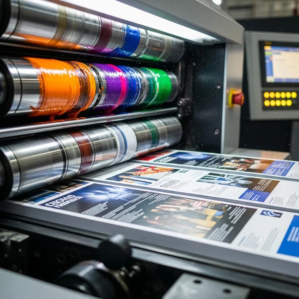 Commercial press producing vibrant, detailed brochures